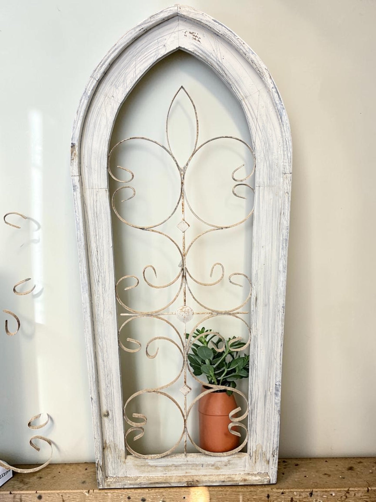 Set 3 XL Arched Wood Metal Gothic Window Frames, Rustic Farmhouse Decor Set