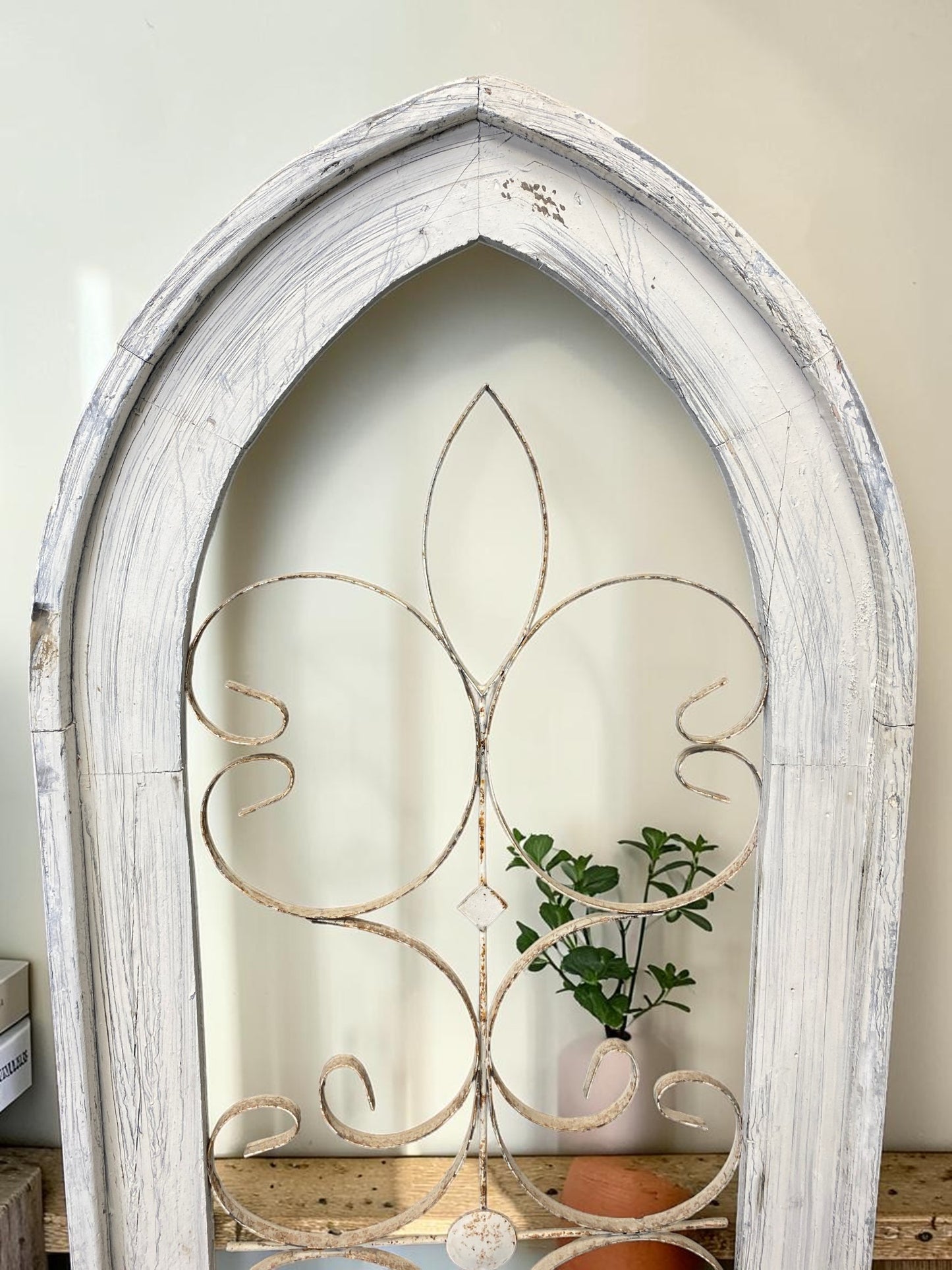 Set 3 XL Arched Wood Metal Gothic Window Frames, Rustic Farmhouse Decor Set