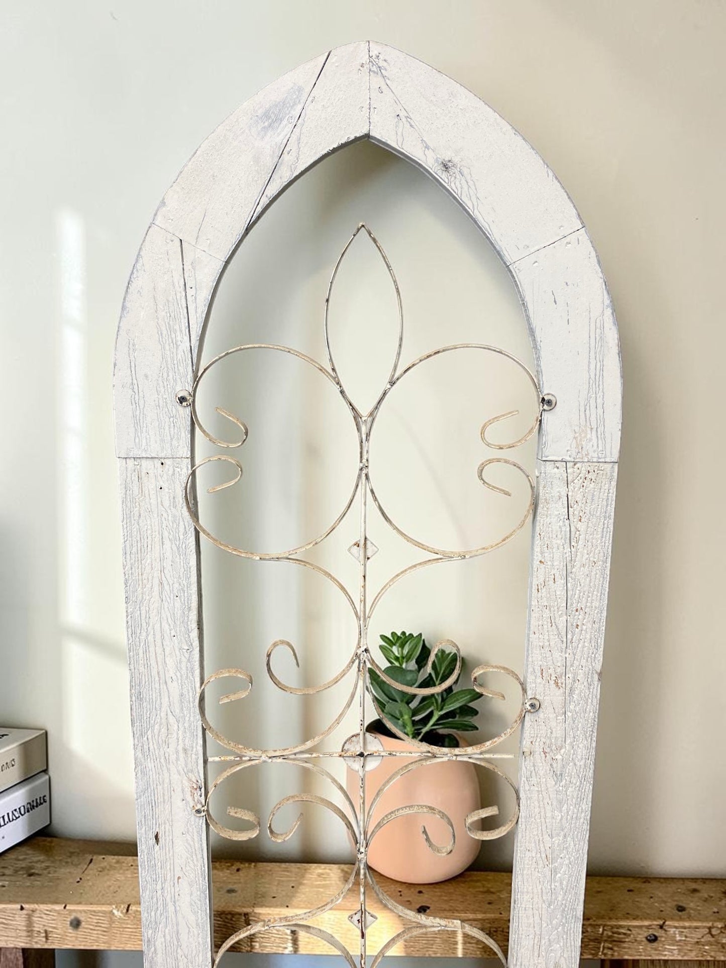 Set 3 XL Arched Wood Metal Gothic Window Frames, Rustic Farmhouse Decor Set