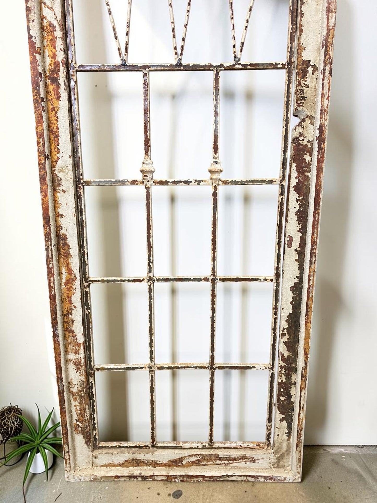 Wood Metal Window Wall Decor, Arched Cathedral (24x59) Rustic Window Frame