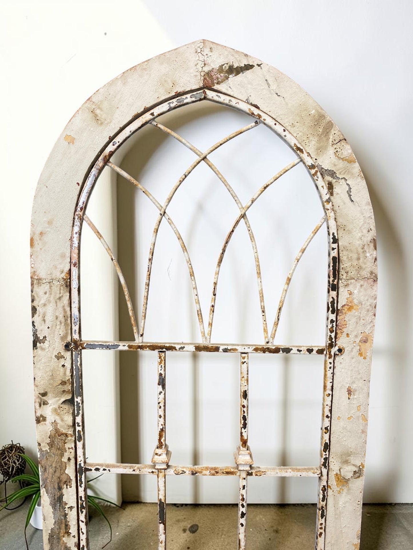 Wood Metal Window Wall Decor, Arched Cathedral (24x59) Rustic Window Frame