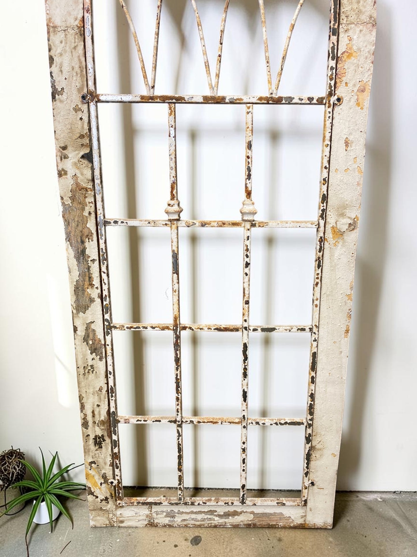 Wood Metal Window Wall Decor, Arched Cathedral (24x59) Rustic Window Frame