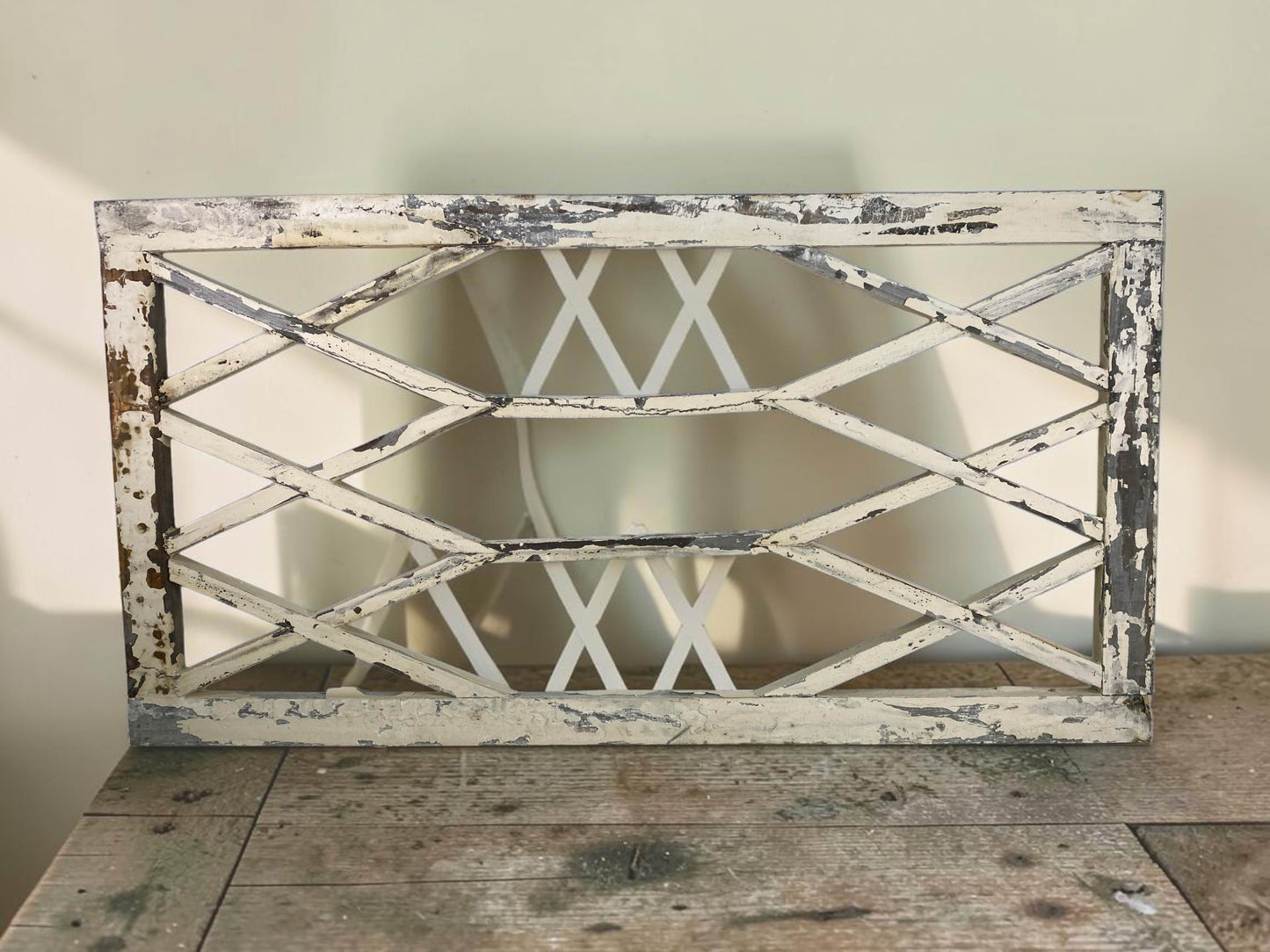 Windows - White Diamond Transom Window Frame (22x41.75) Rustic Wood Decorative Panel by The Old Grainery (architectural, d...