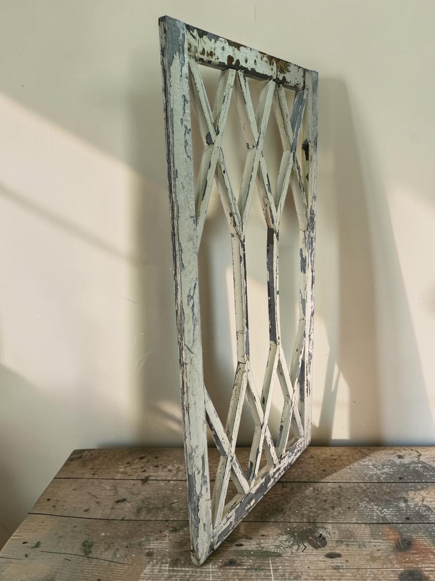 Windows - White Diamond Transom Window Frame (22x41.75) Rustic Wood Decorative Panel by The Old Grainery (architectural, d...
