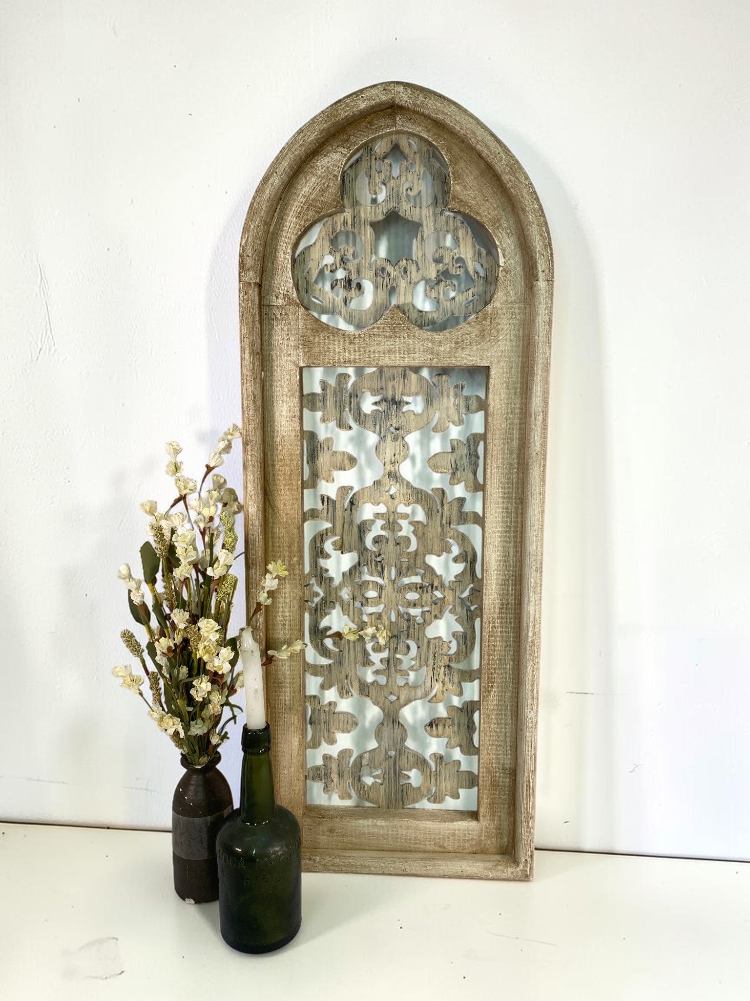 Windows - Cathedral Style Clover Window Frame, Gothic Arch, Antique Inspired Decor by The Old Grainery (cathedral window,...