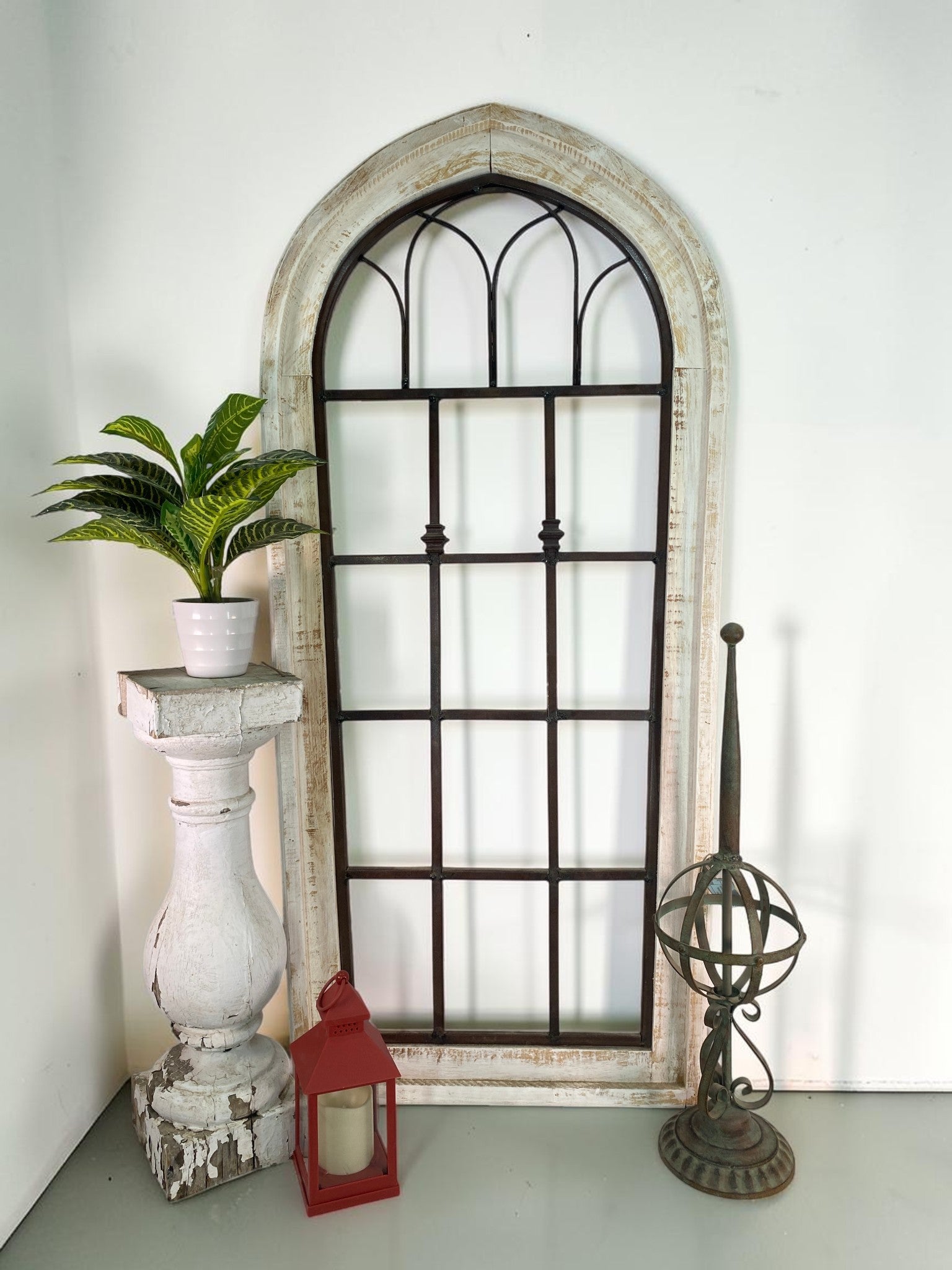 Windows - Arched Church Window Frame, Wood Metal Gothic (23x48.75) Farmhouse Decor A by The Old Grainery (arched, arched w...