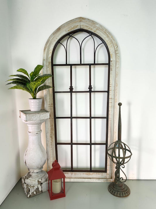 Windows - Arched Church Window Frame, Wood Metal Gothic (23x48.75) Farmhouse Decor A by The Old Grainery (arched, arched w...