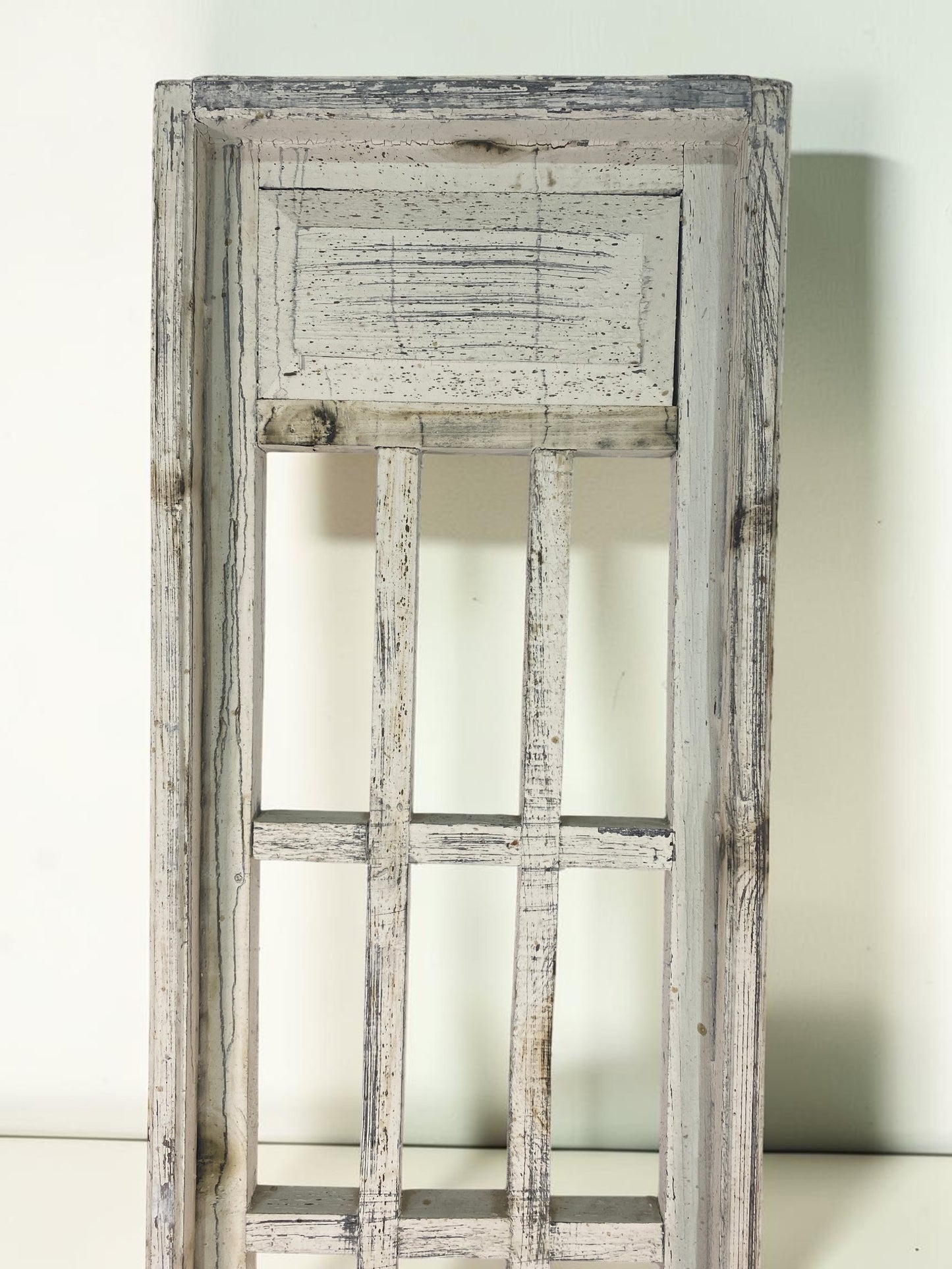 White Double Panel Wood, Distressed Farmhouse Window Panel, Cottage Wall Accent