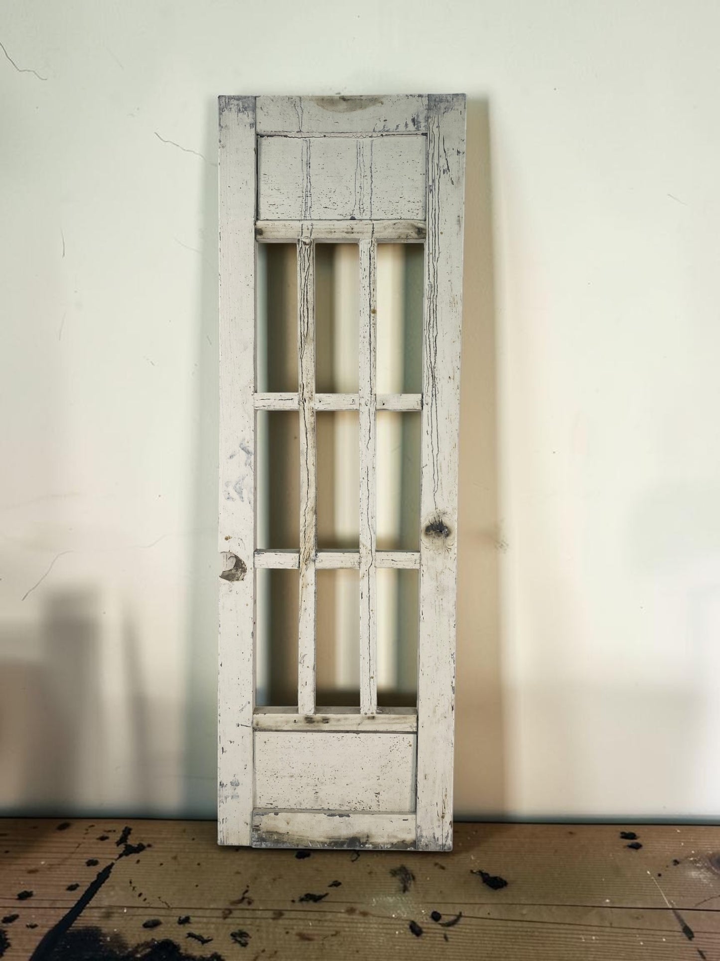 White Double Panel Wood, Distressed Farmhouse Window Panel, Cottage Wall Accent