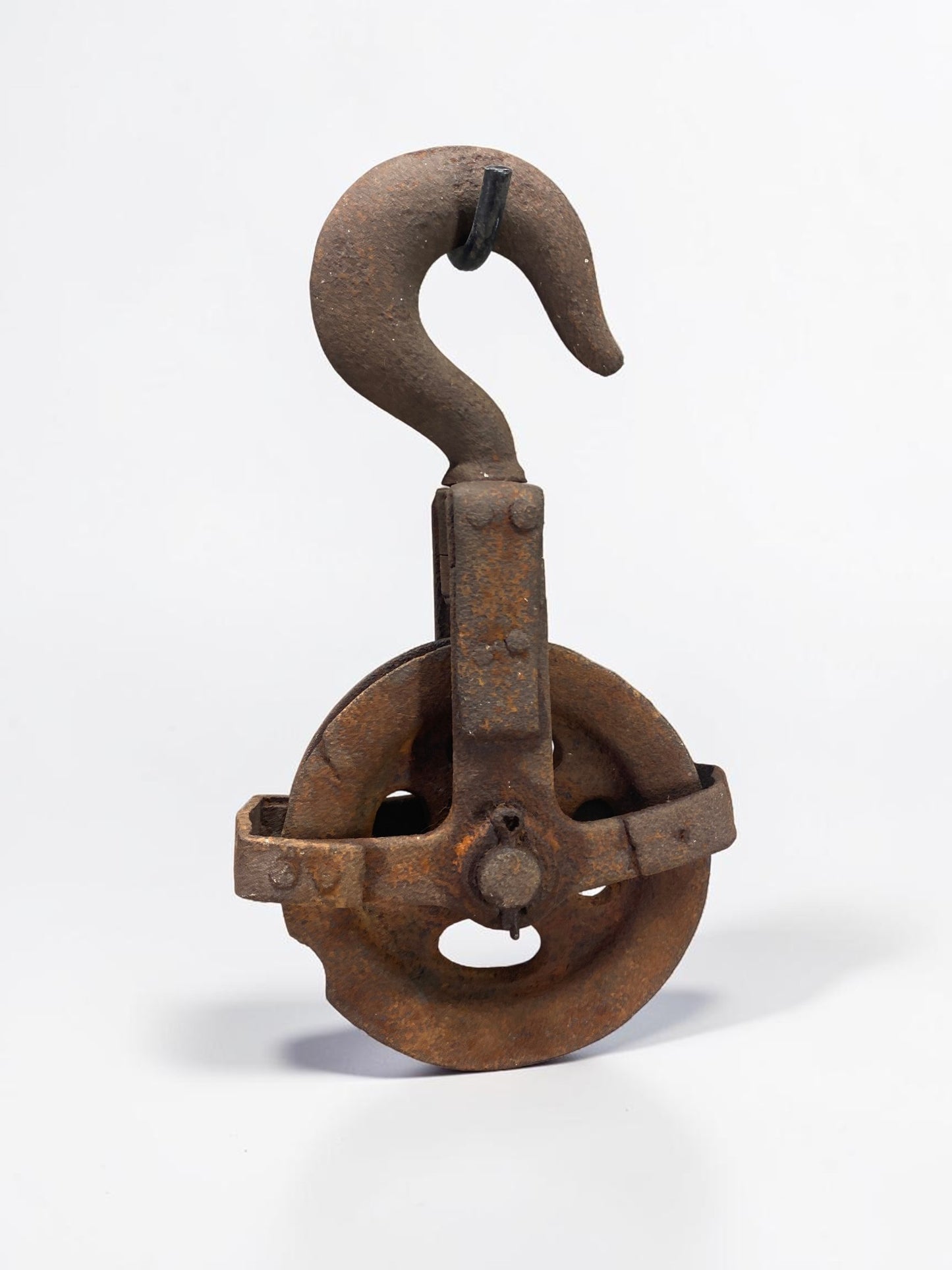 Antique Cast Iron Pulley and Hook, Vintage Barn Pulley, Farmhouse Industrial a3