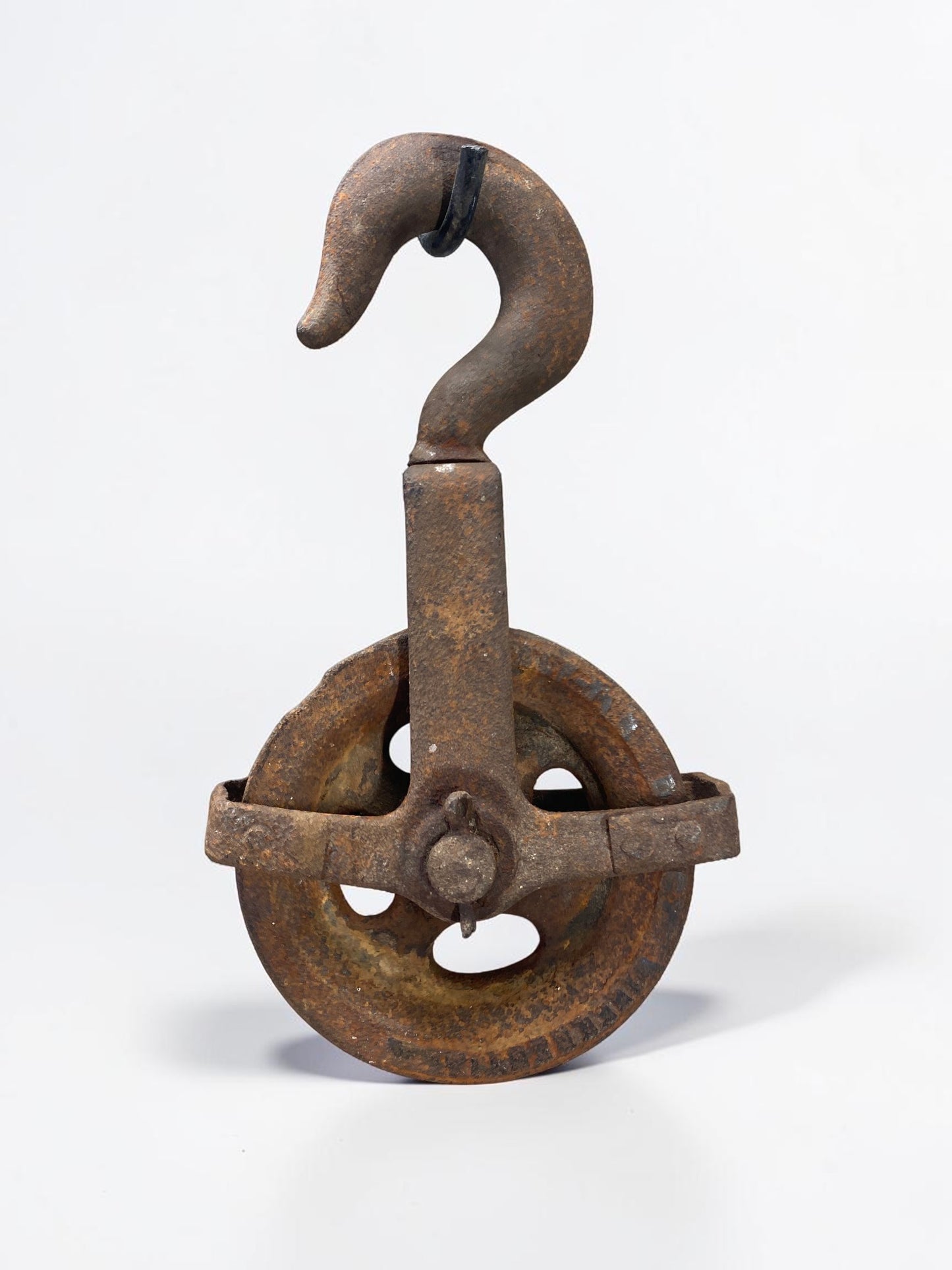 Antique Cast Iron Pulley and Hook, Vintage Barn Pulley, Farmhouse Industrial a3