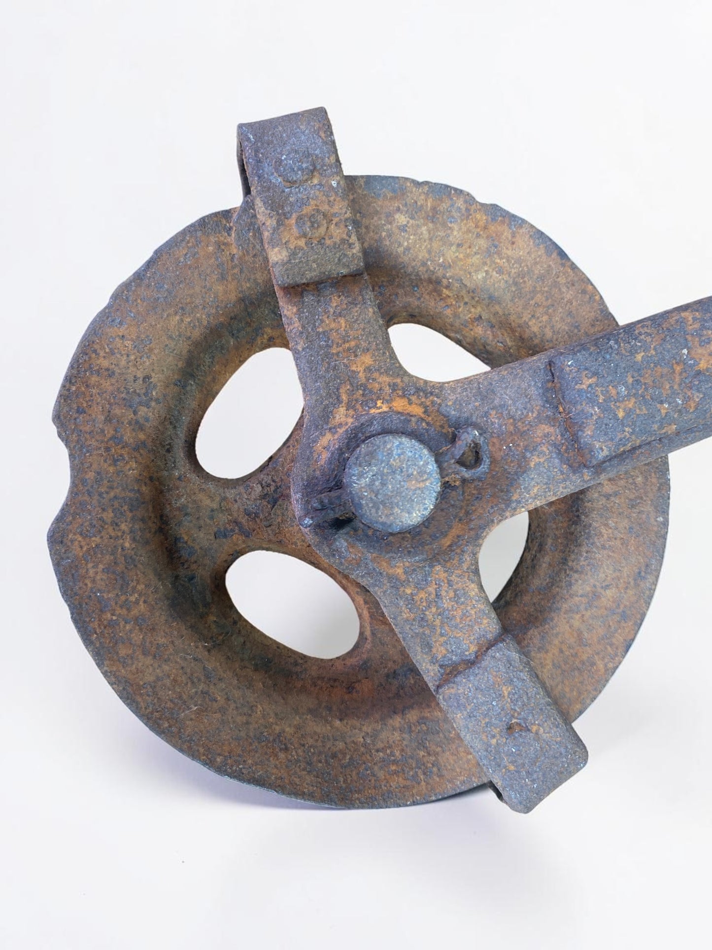 Antique Cast Iron Pulley and Hook, Vintage Barn Pulley, Farmhouse Industrial a3