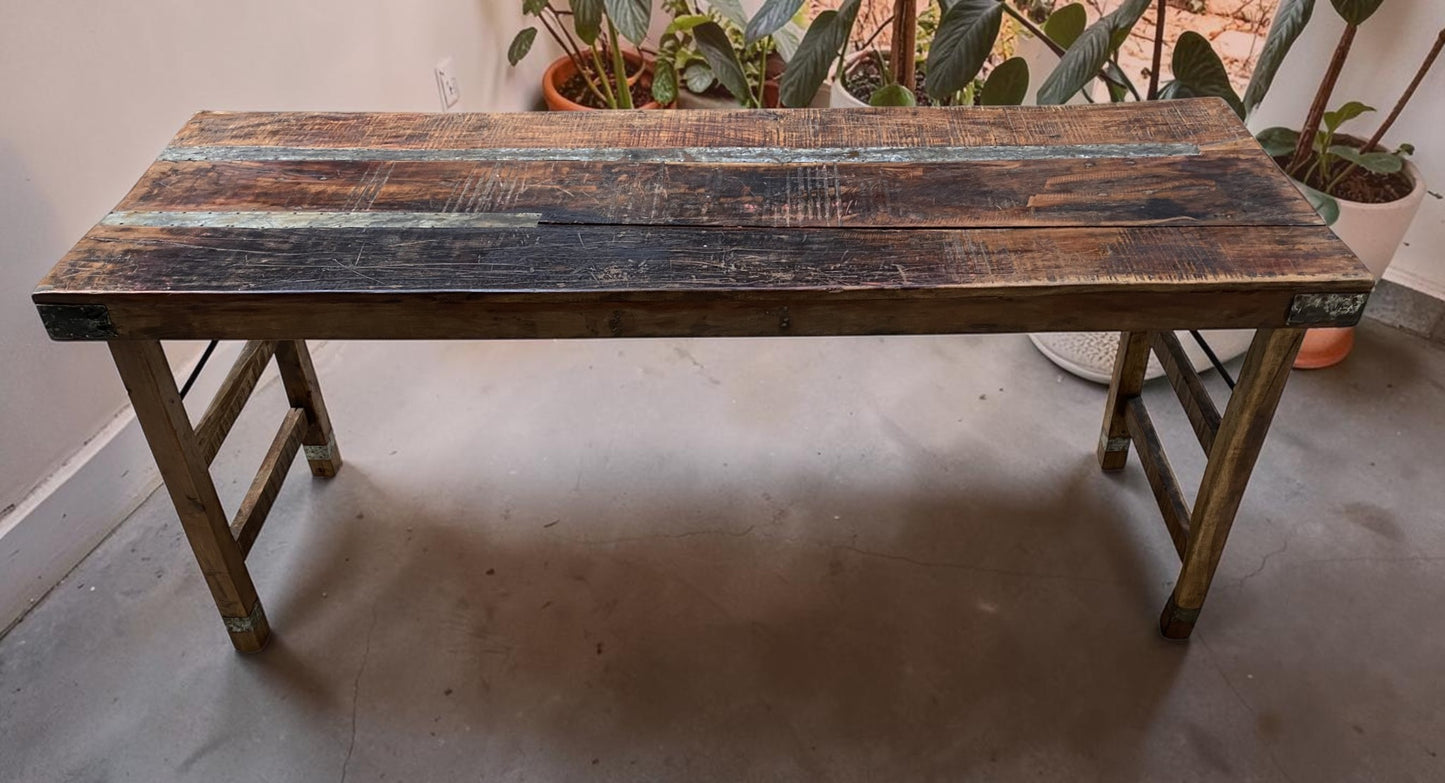 Reclaimed Wood Folding Table (67.75x22) Rustic Wood Dining, Kitchen Island B112
