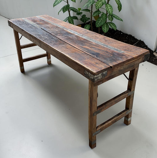 Reclaimed Wood Folding Table (67.75x22) Rustic Wood Dining, Kitchen Island B112