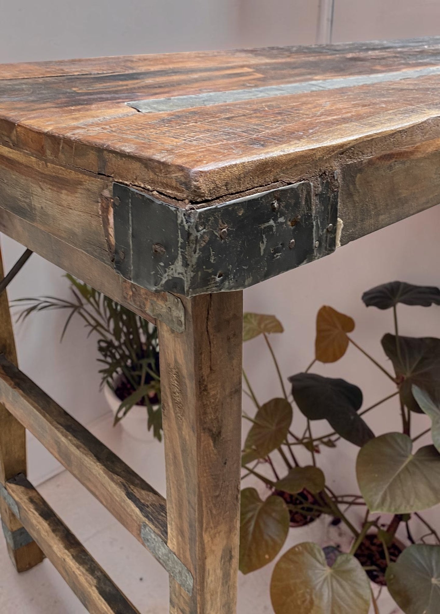 Reclaimed Wood Folding Table (67.75x22) Rustic Wood Dining, Kitchen Island B112