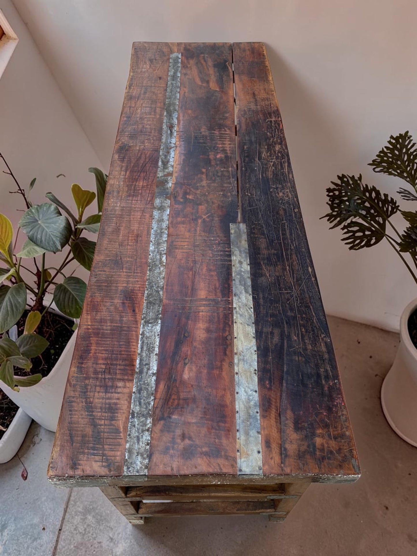 Reclaimed Wood Folding Table (67.75x22) Rustic Wood Dining, Kitchen Island B112