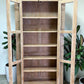 Library Bookcase, 2 Door Natural Display Case, Showcase, Kitchen Cabinet, F