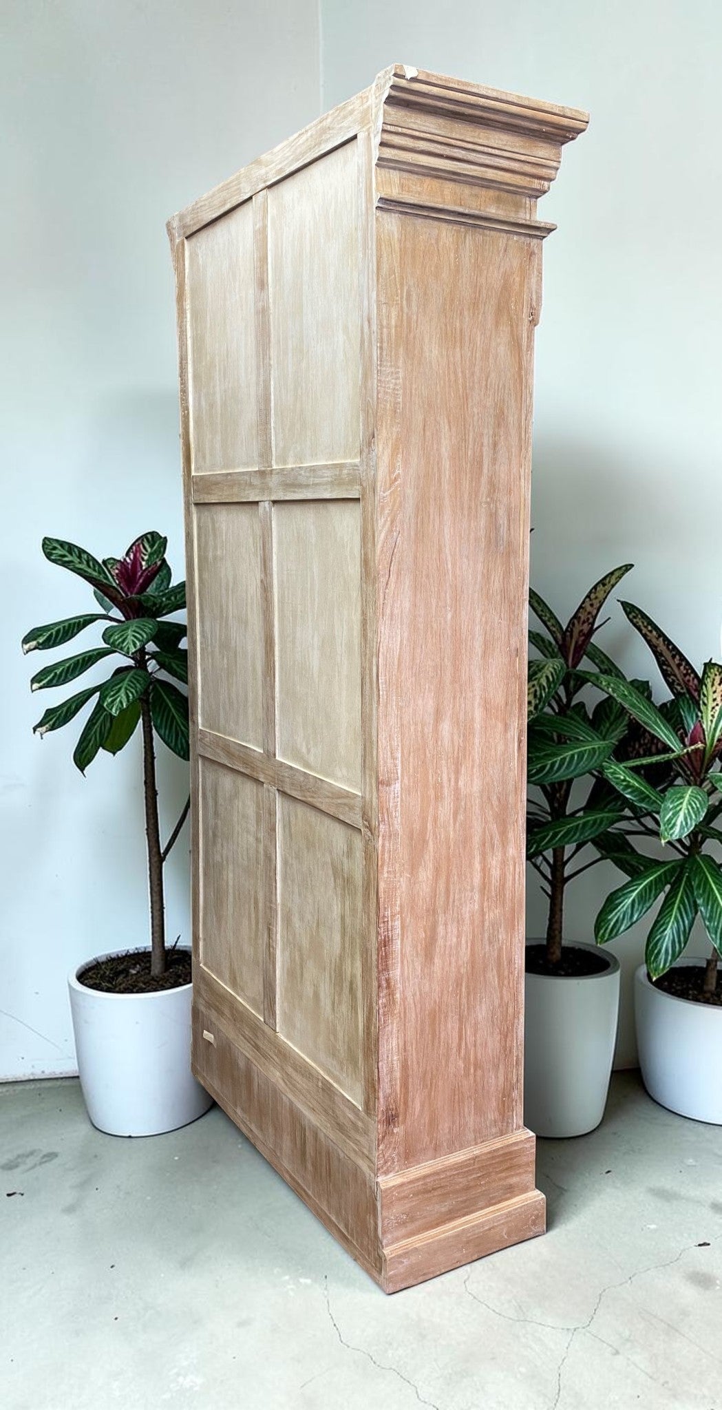 Library Bookcase, 2 Door Natural Display Case, Showcase, Kitchen Cabinet, F