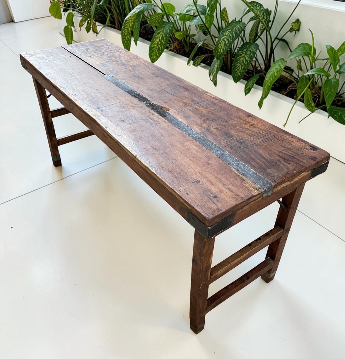 Reclaimed Wood Folding Table (67.5x21.5) Rustic Wood Dining, Kitchen Island B118