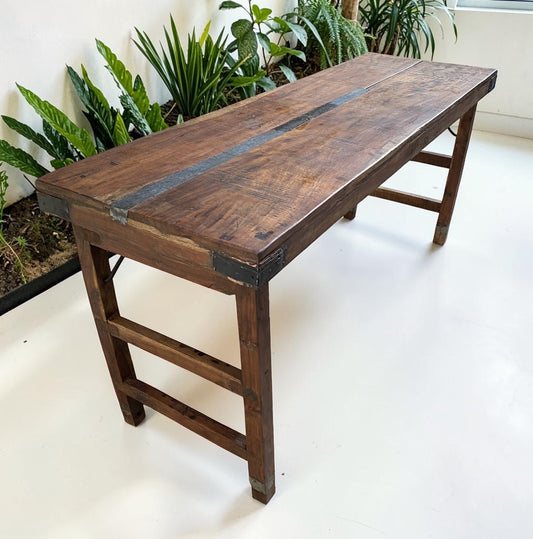 Reclaimed Wood Folding Table (67.5x21.5) Rustic Wood Dining, Kitchen Island B118