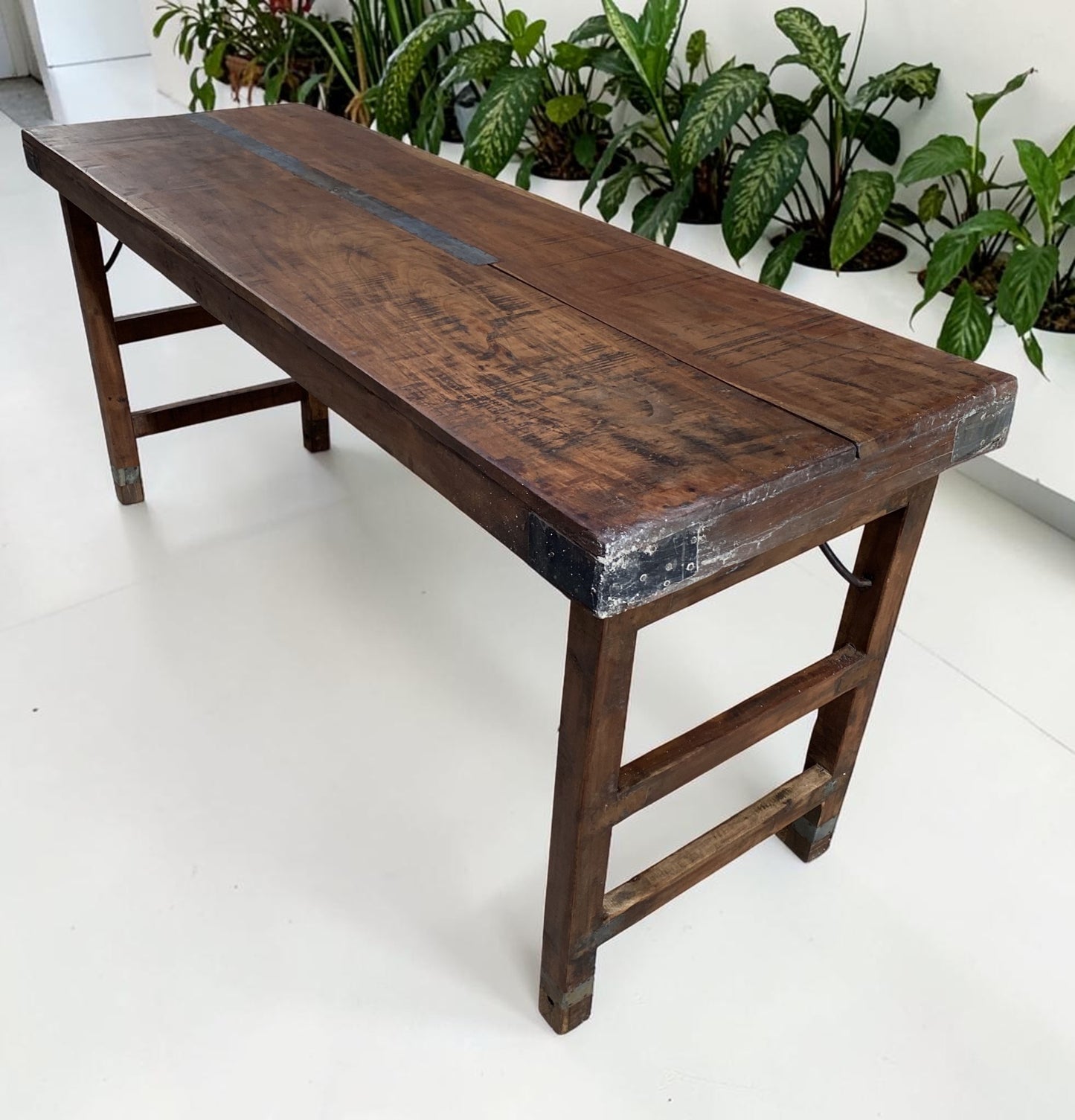 Reclaimed Wood Folding Table (67.5x21.5) Rustic Wood Dining, Kitchen Island B118