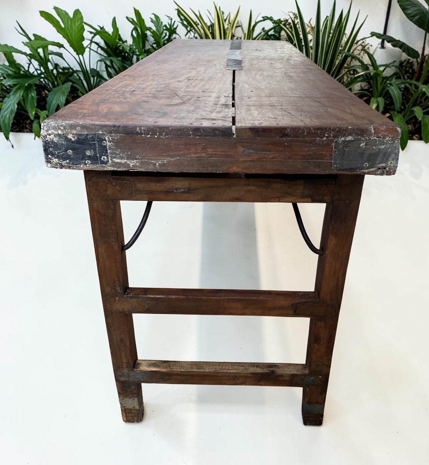 Reclaimed Wood Folding Table (67.5x21.5) Rustic Wood Dining, Kitchen Island B118