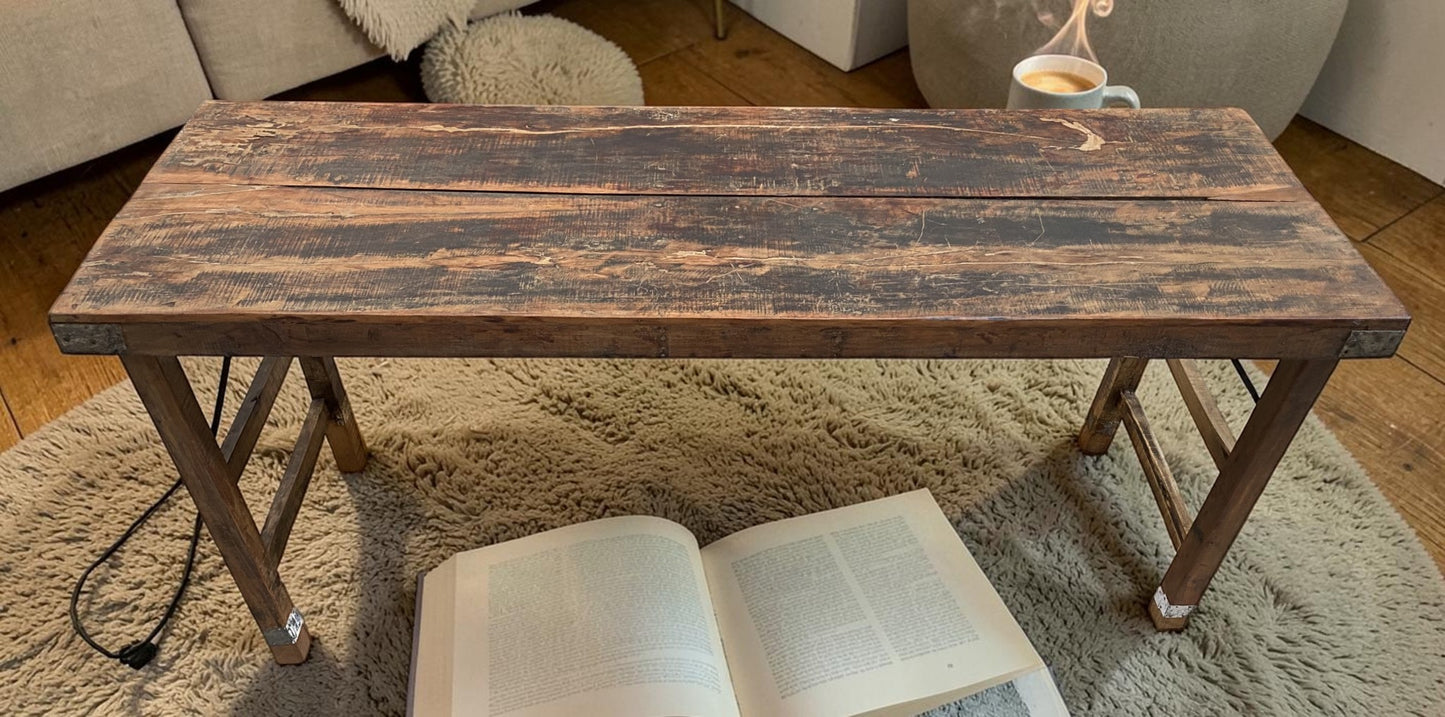 Reclaimed Wood Folding Table (68.5x22.5) Rustic Wood Dining, Kitchen Island B128