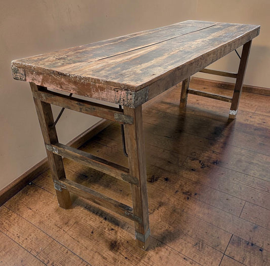 Reclaimed Wood Folding Table (68.5x22.5) Rustic Wood Dining, Kitchen Island B128