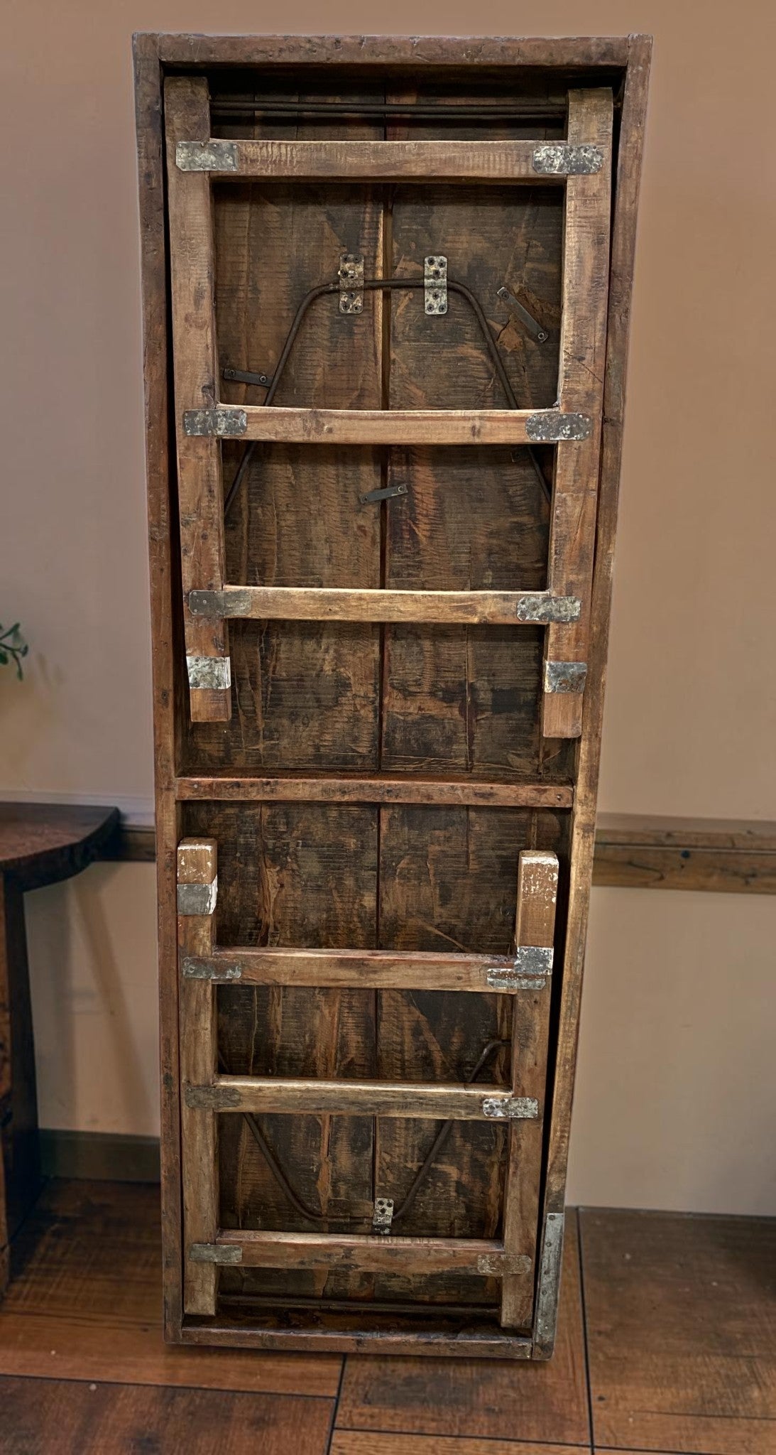 Reclaimed Wood Folding Table (68.5x22.5) Rustic Wood Dining, Kitchen Island B128