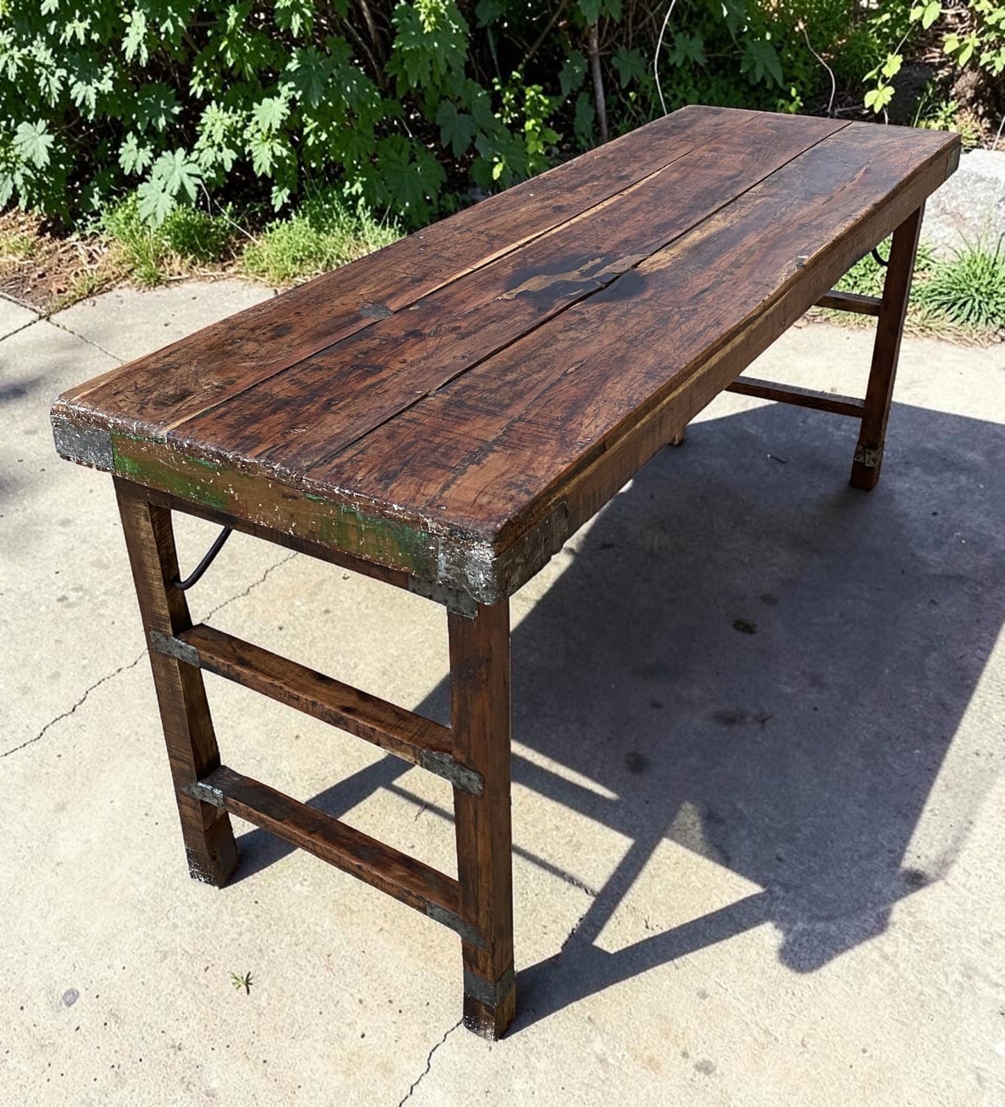 Reclaimed Wood Folding Table (68x22) Rustic Wood Dining, Kitchen Island B129