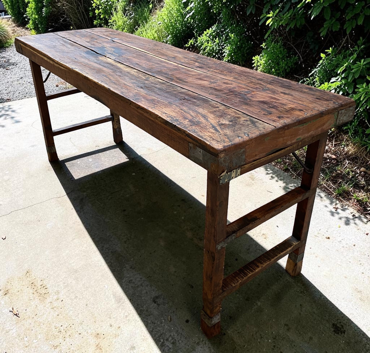 Reclaimed Wood Folding Table (68x22) Rustic Wood Dining, Kitchen Island B129