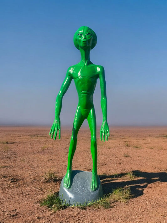 Statue - Alien Statue, Green Space Men, UFO Extraterrestrial Alien Art, Cast Aluminum, J by The Old Grainery