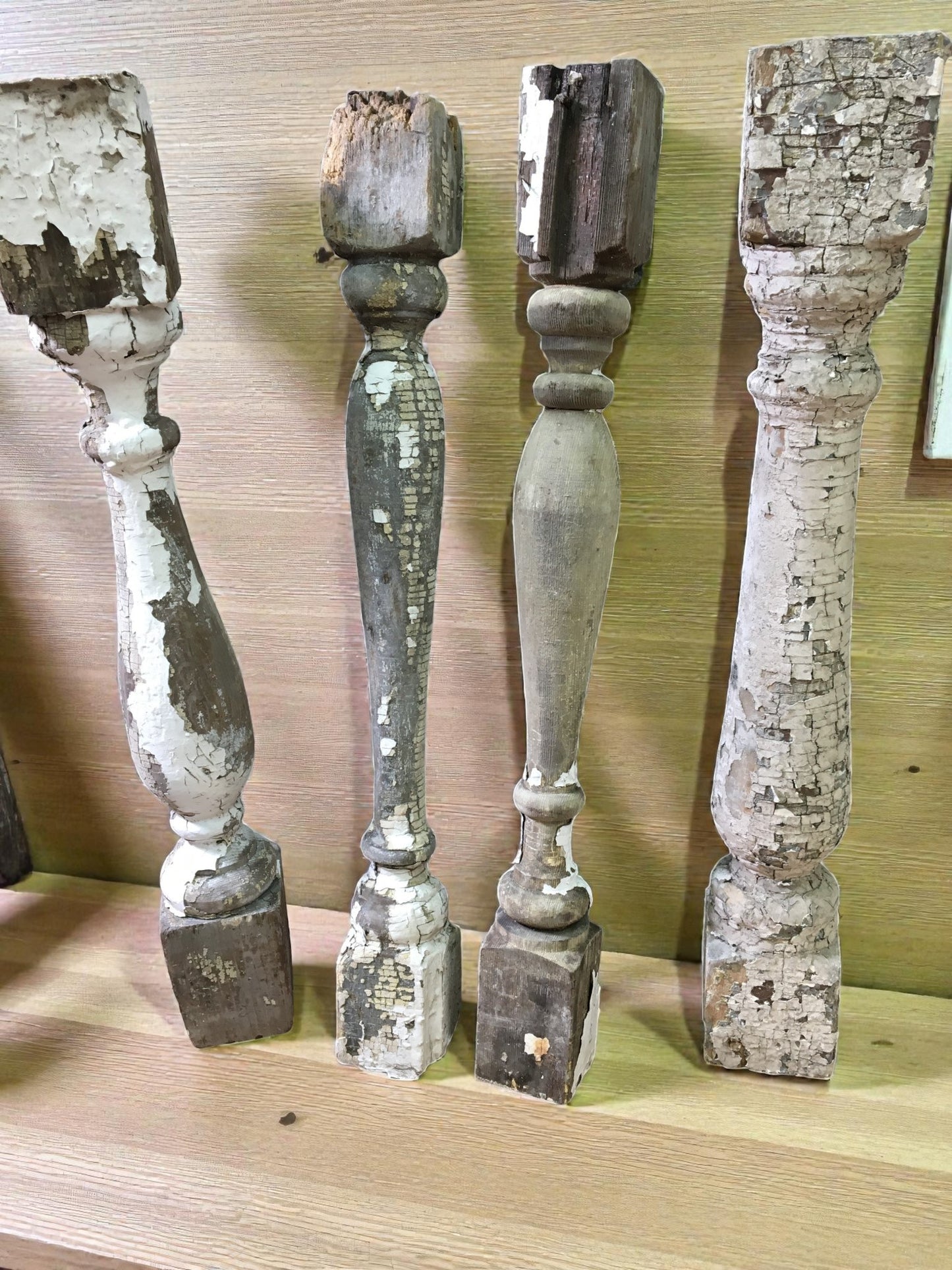 Balusters - 4 White Wood Balusters Architectural Salvage Spindles Porch Trim A11 by The Old Grainery (balusters, chippy, d...