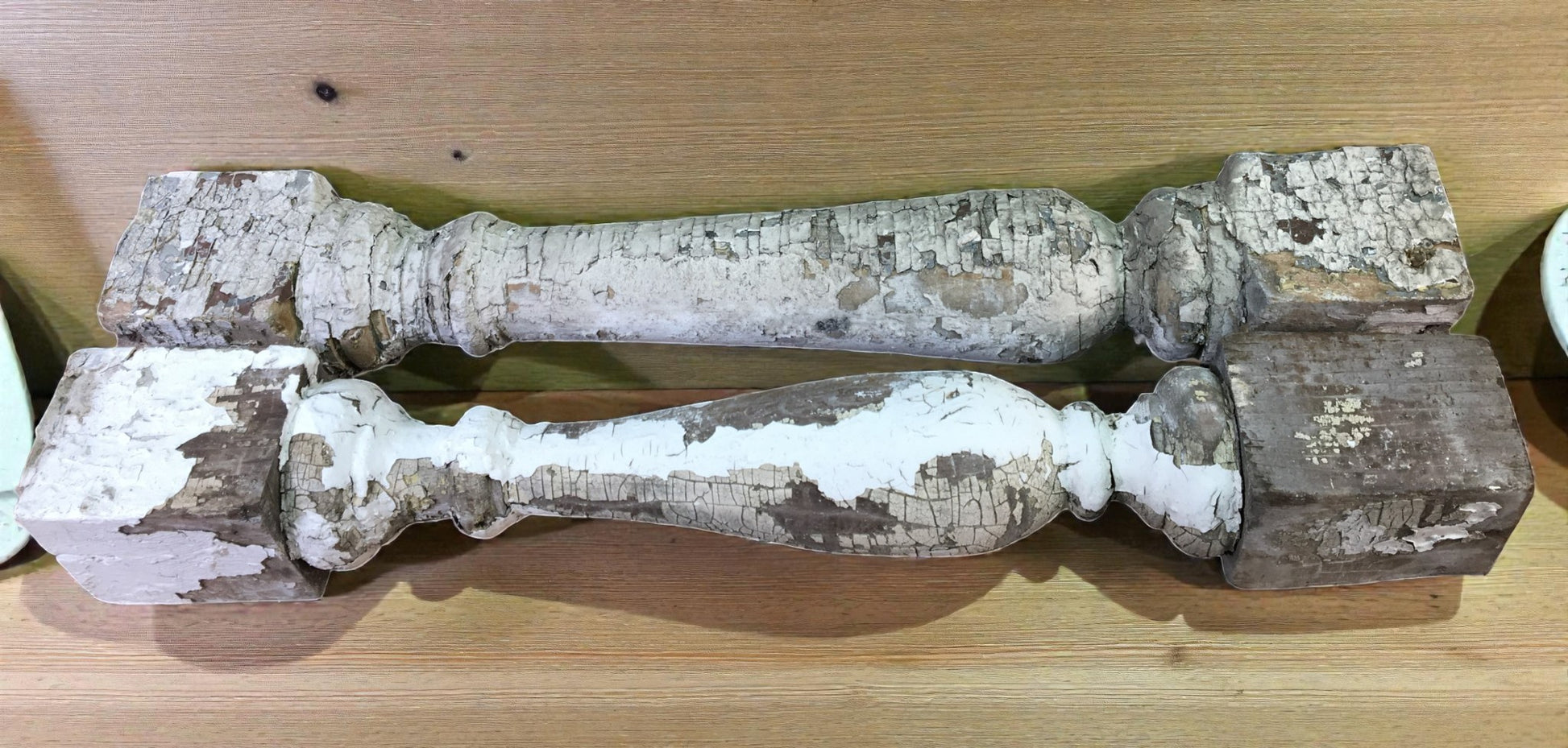 Balusters - 4 White Wood Balusters Architectural Salvage Spindles Porch Trim A11 by The Old Grainery (balusters, chippy, d...
