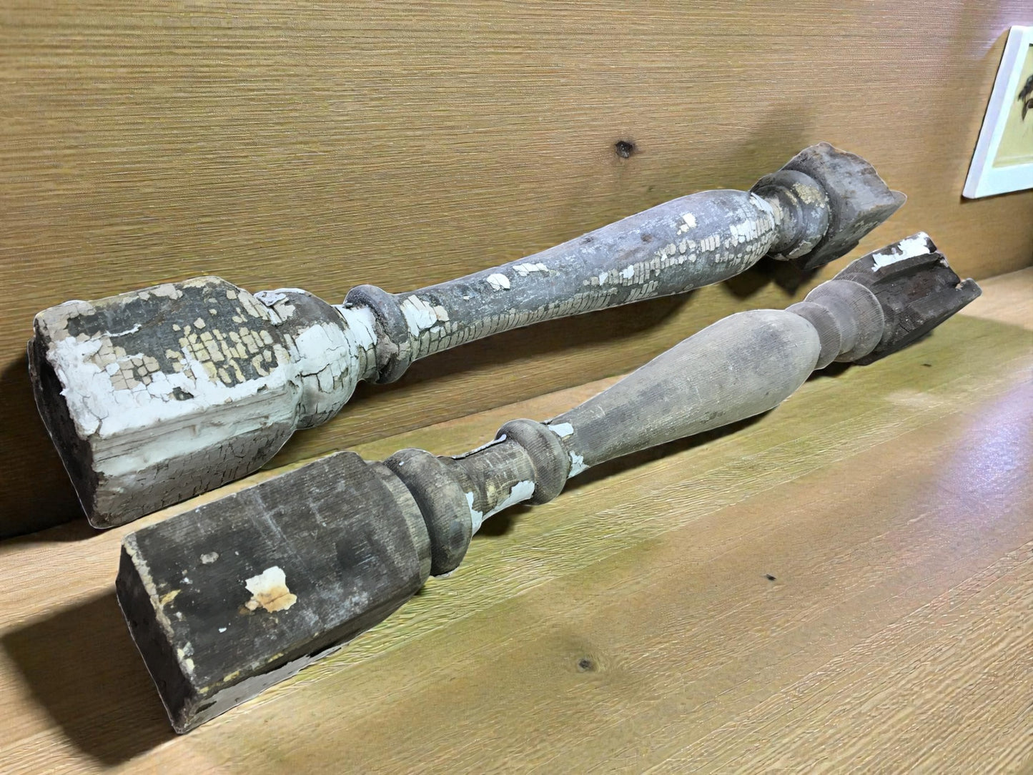 Balusters - 4 White Wood Balusters Architectural Salvage Spindles Porch Trim A11 by The Old Grainery (balusters, chippy, d...