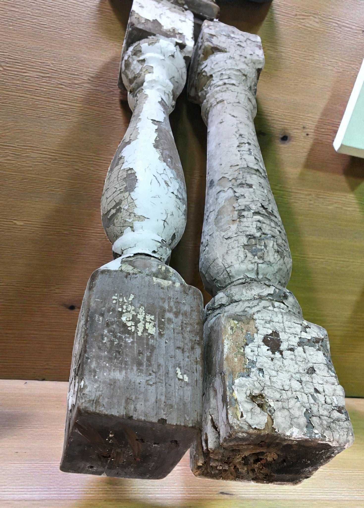 Balusters - 4 White Wood Balusters Architectural Salvage Spindles Porch Trim A11 by The Old Grainery (balusters, chippy, d...