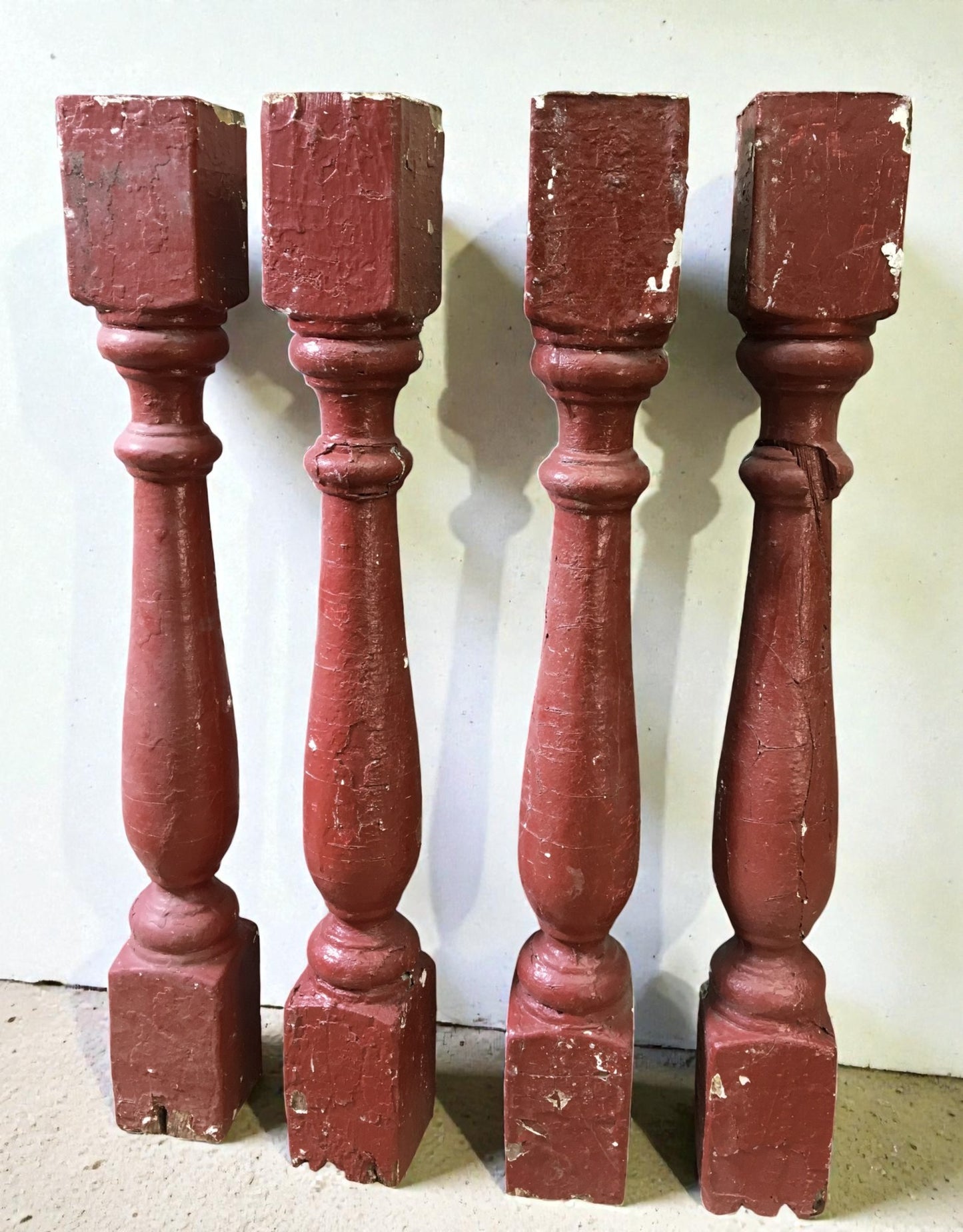 4 Rustic Red Wood Balusters Architectural Salvage Spindles Porch Trim E