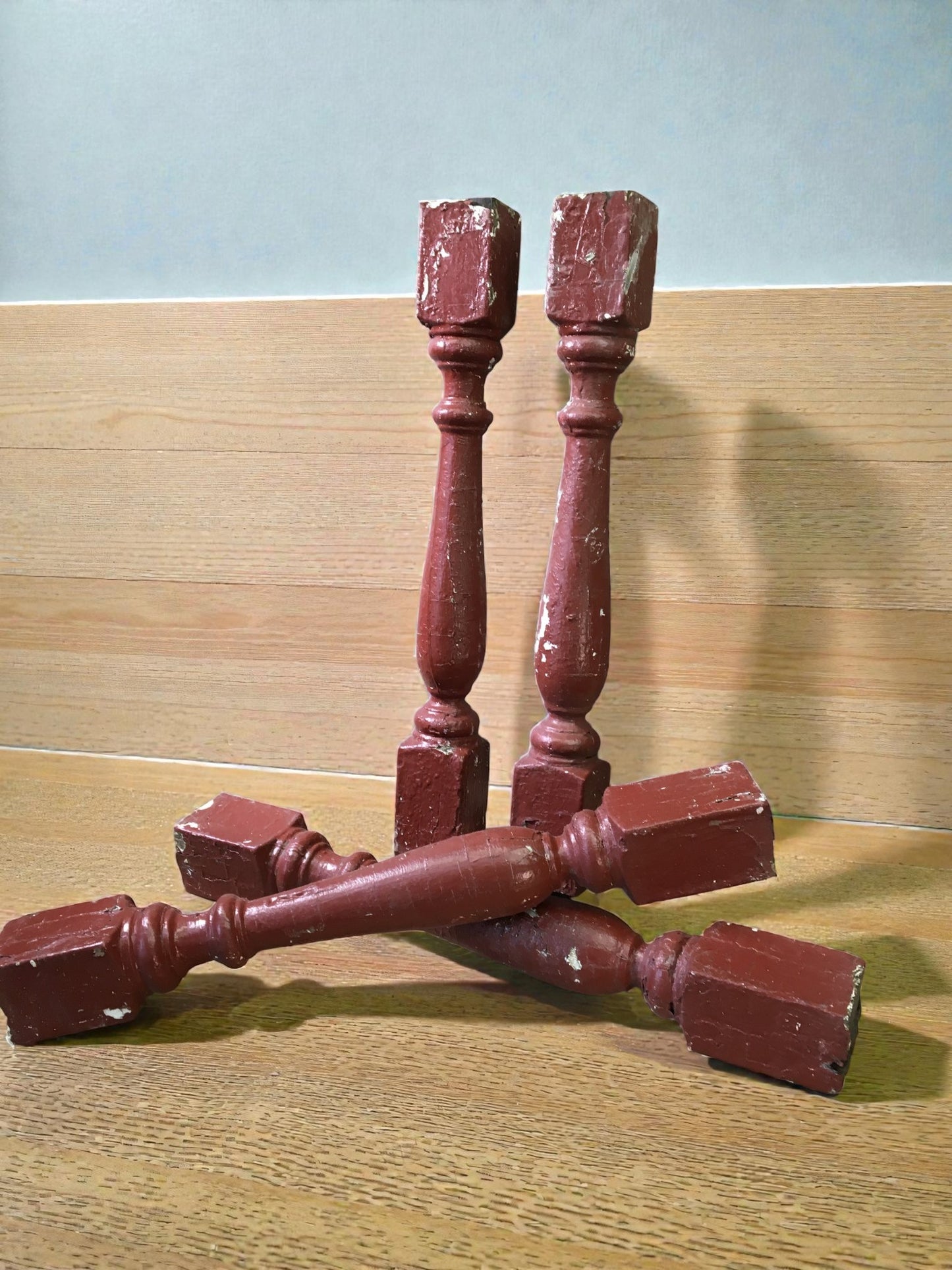 4 Rustic Red Wood Balusters Architectural Salvage Spindles Porch Trim F