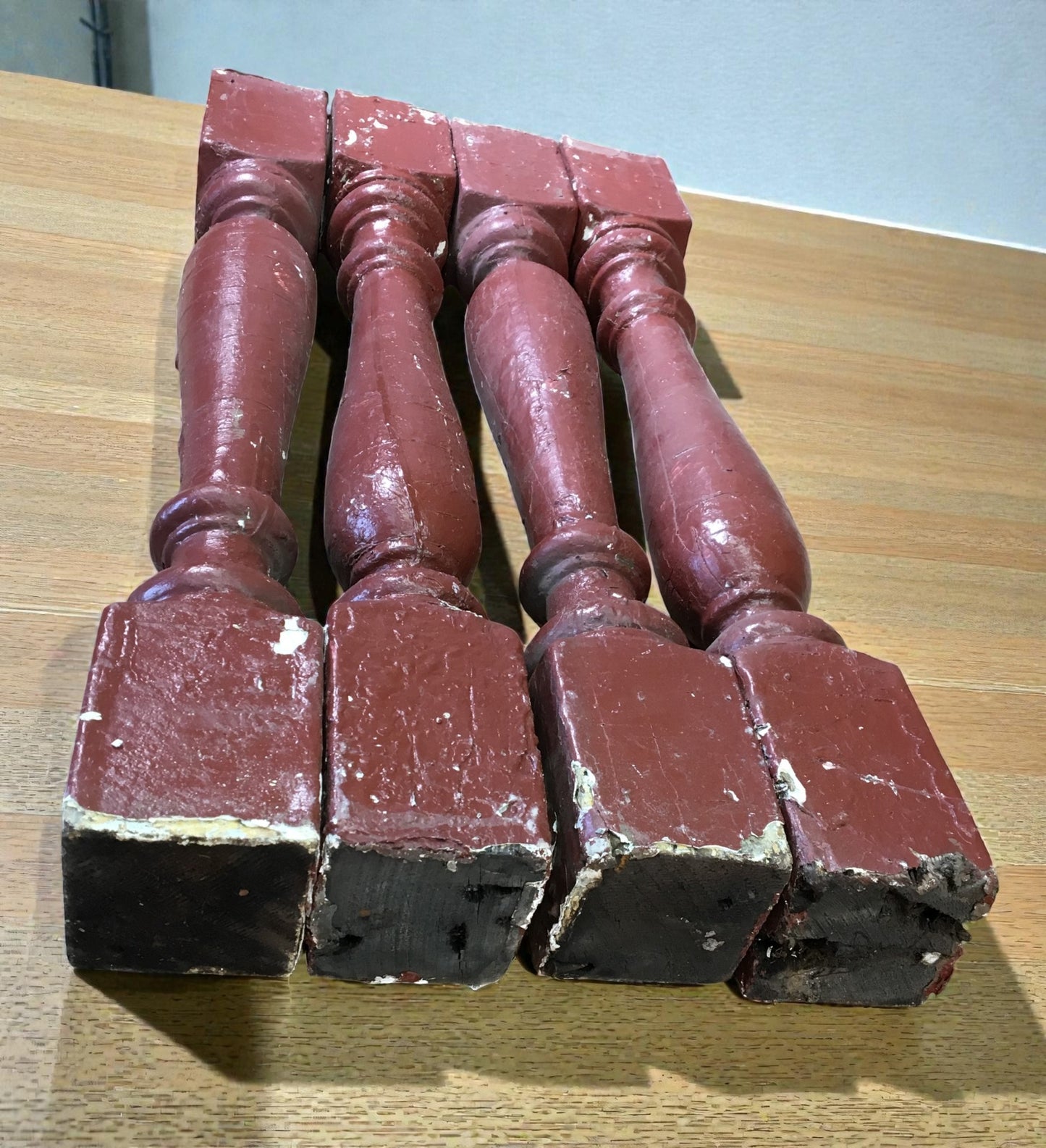 4 Rustic Red Wood Balusters Architectural Salvage Spindles Porch Trim F