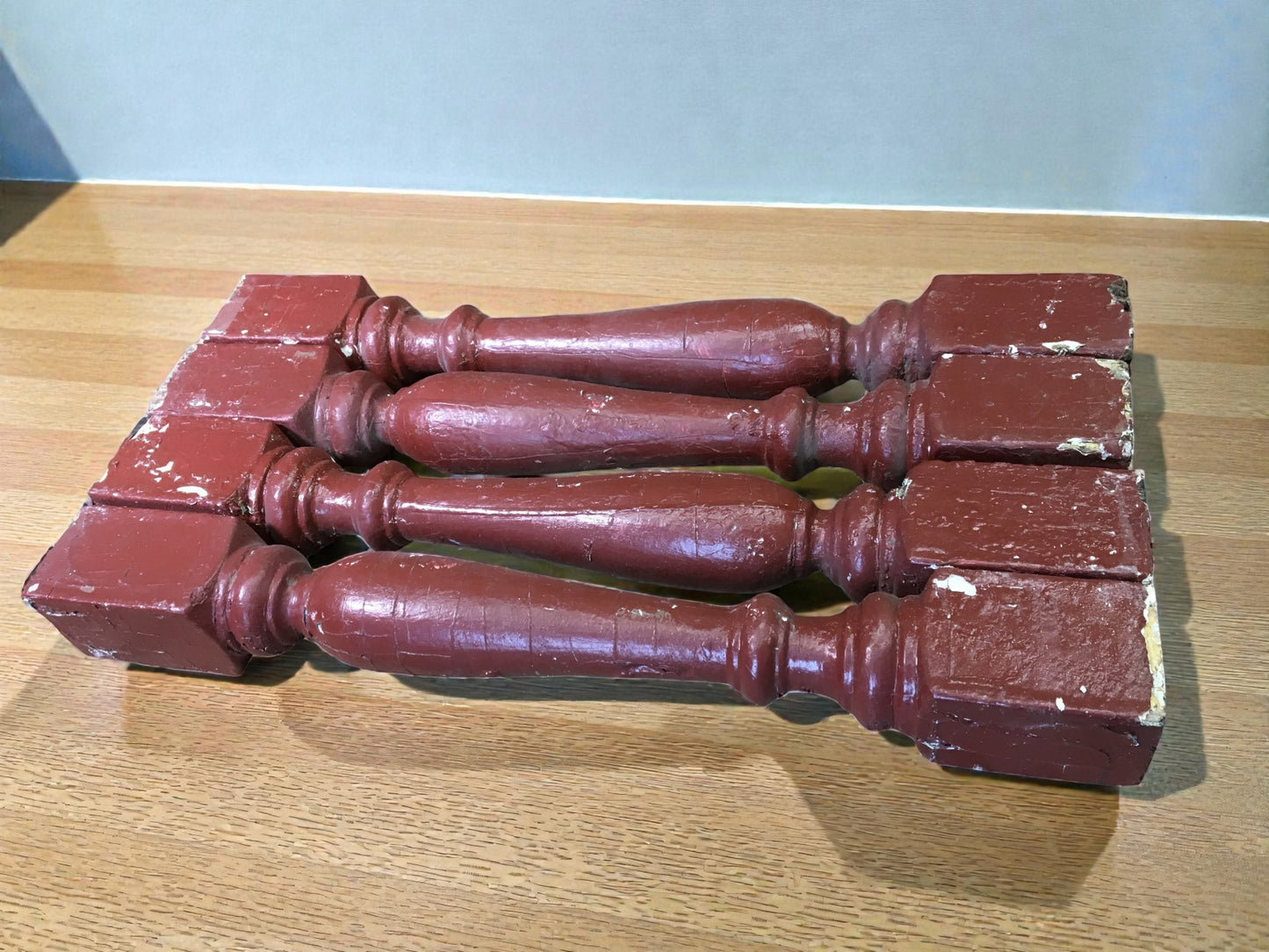 4 Rustic Red Wood Balusters Architectural Salvage Spindles Porch Trim F