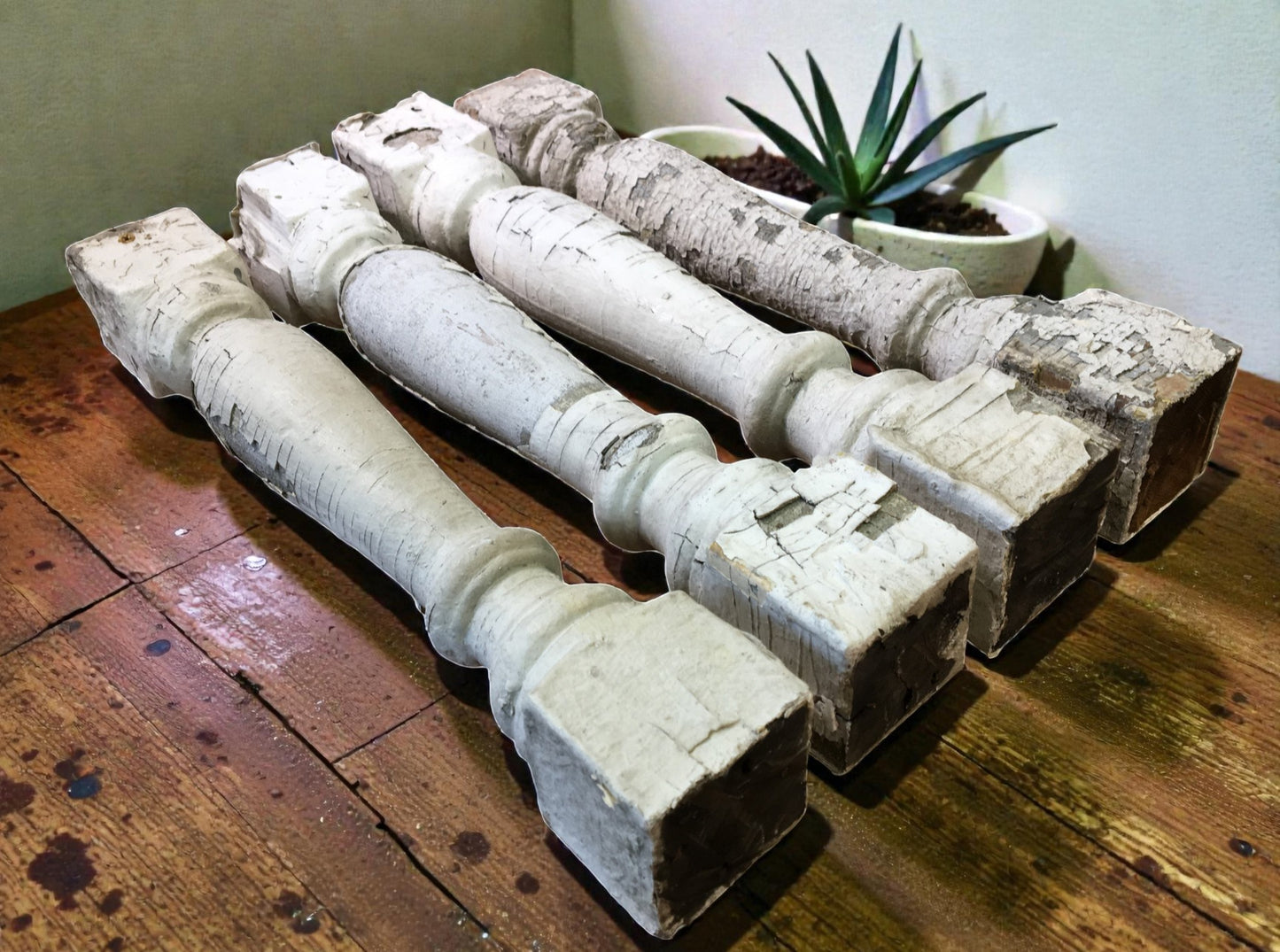 Balusters - 4 White Wood Balusters Reclaimed Spindles Porch Post House Trim A9 by The Old Grainery (baluster, Country, decor)
