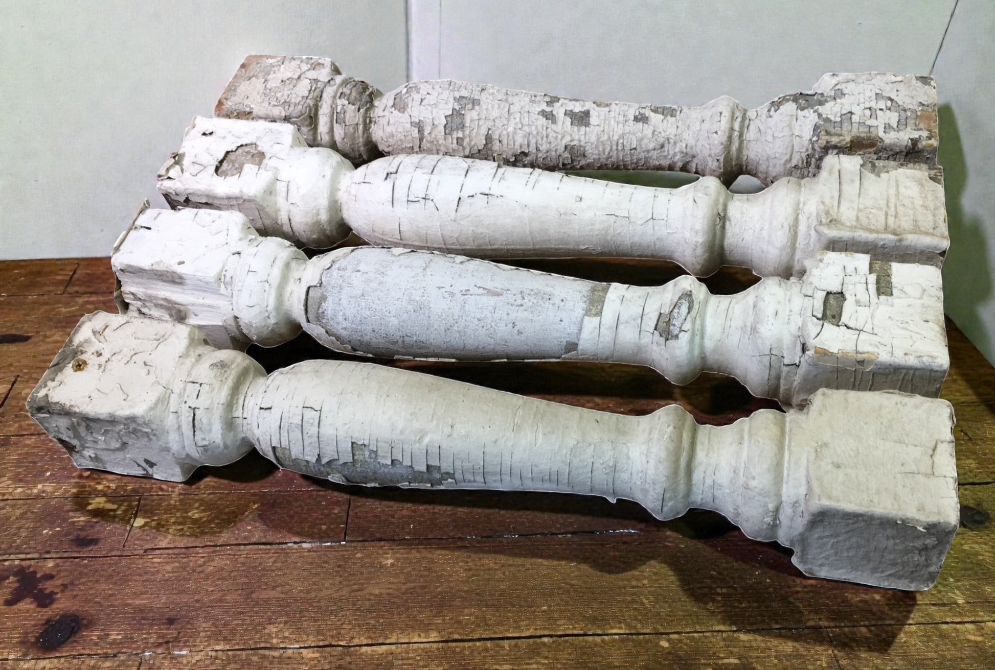 Balusters - 4 White Wood Balusters Reclaimed Spindles Porch Post House Trim A9 by The Old Grainery (baluster, Country, decor)