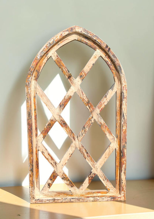 Windows - Farmhouse Arched Lattice Window Frame, Rustic Home Accent Vintage Inspired Decor by The Old Grainery (arched, ch...