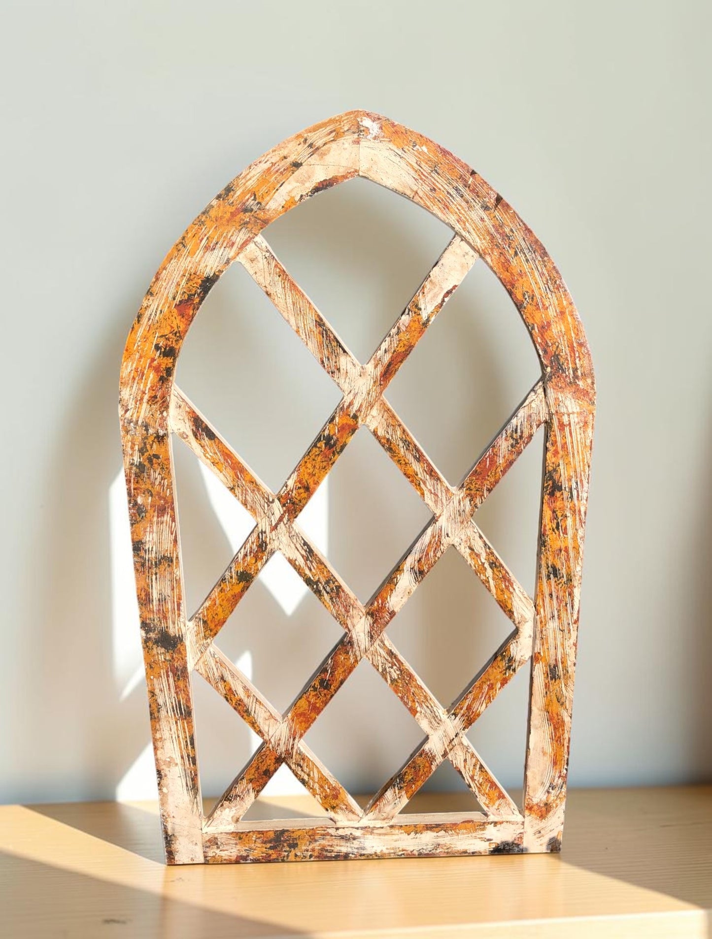 Windows - Farmhouse Arched Lattice Window Frame, Rustic Home Accent Vintage Inspired Decor by The Old Grainery (arched, ch...