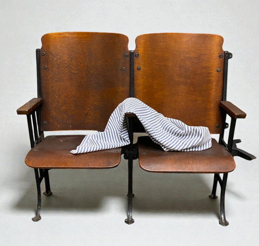 Theater Seats - 3 Vintage Wood Folding Theater Seats, Auditorium Seats, Entryway Bench, E30 by The Old Grainery (art deco,...