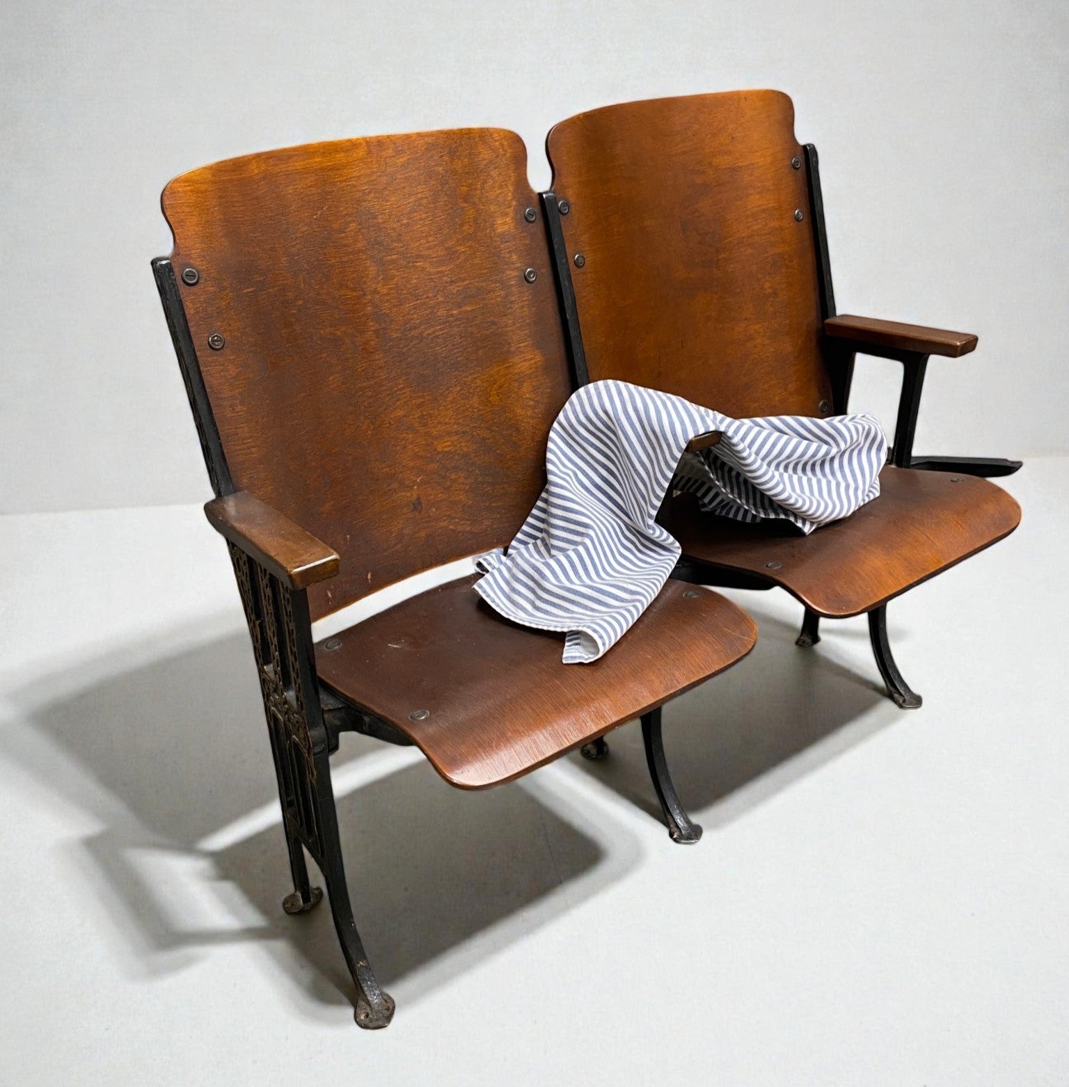 Theater Seats - 3 Vintage Wood Folding Theater Seats, Auditorium Seats, Entryway Bench, E30 by The Old Grainery (art deco,...