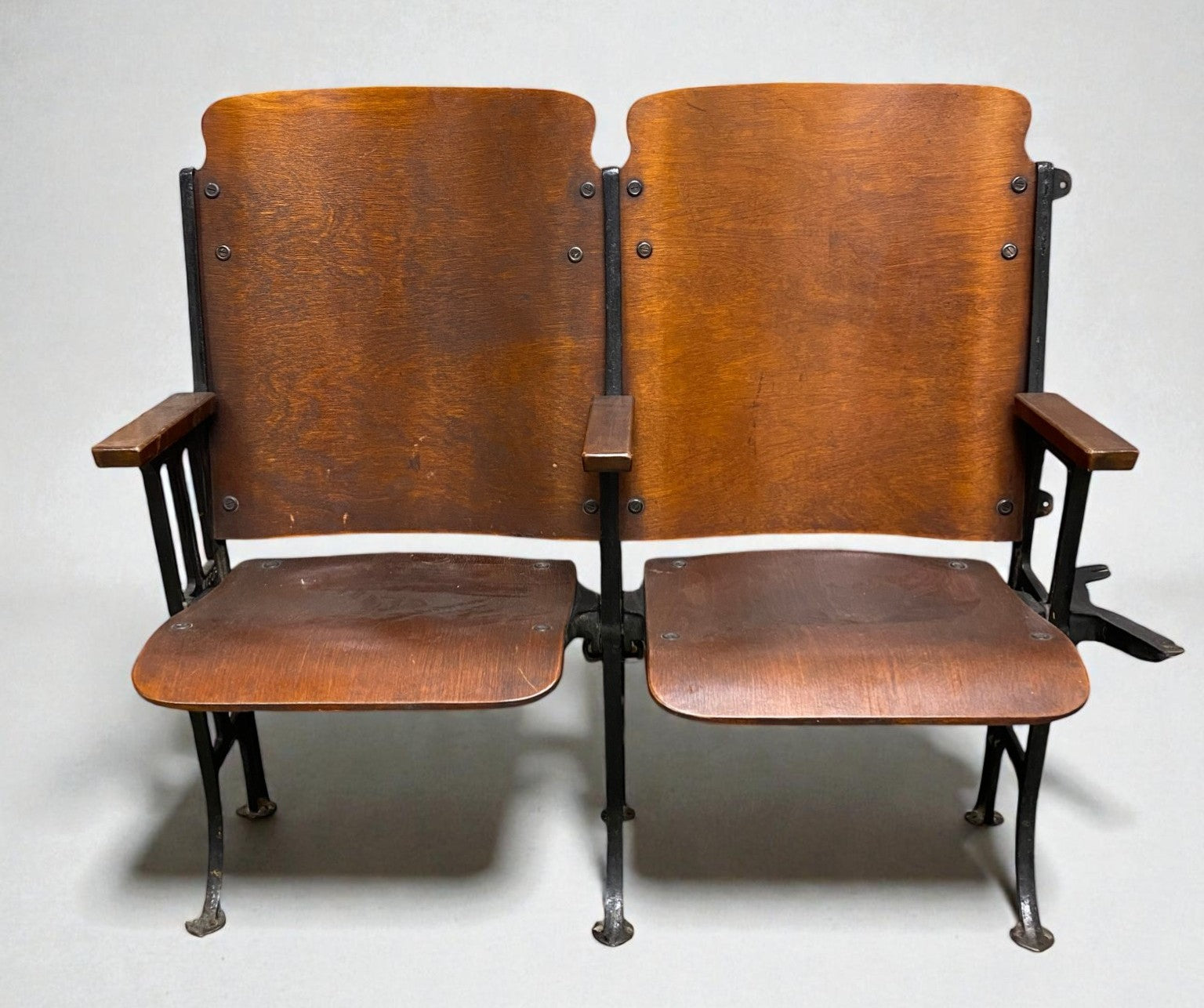 Theater Seats - 3 Vintage Wood Folding Theater Seats, Auditorium Seats, Entryway Bench, E30 by The Old Grainery (art deco,...