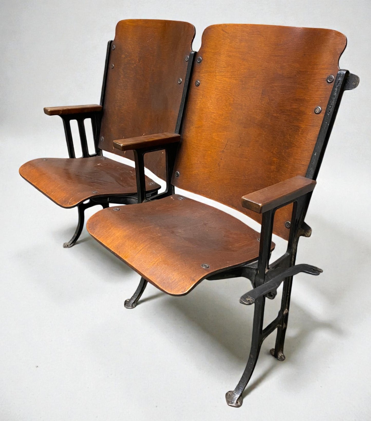 Theater Seats - 3 Vintage Wood Folding Theater Seats, Auditorium Seats, Entryway Bench, E30 by The Old Grainery (art deco,...
