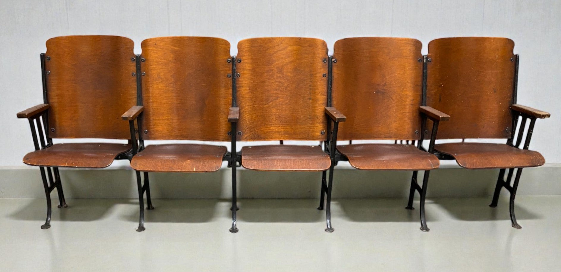 Home & Living > Furniture - 5 Vintage Wood Folding Theater Seats, Auditorium Seats, Entryway Bench, E24 by The Old Grainer...