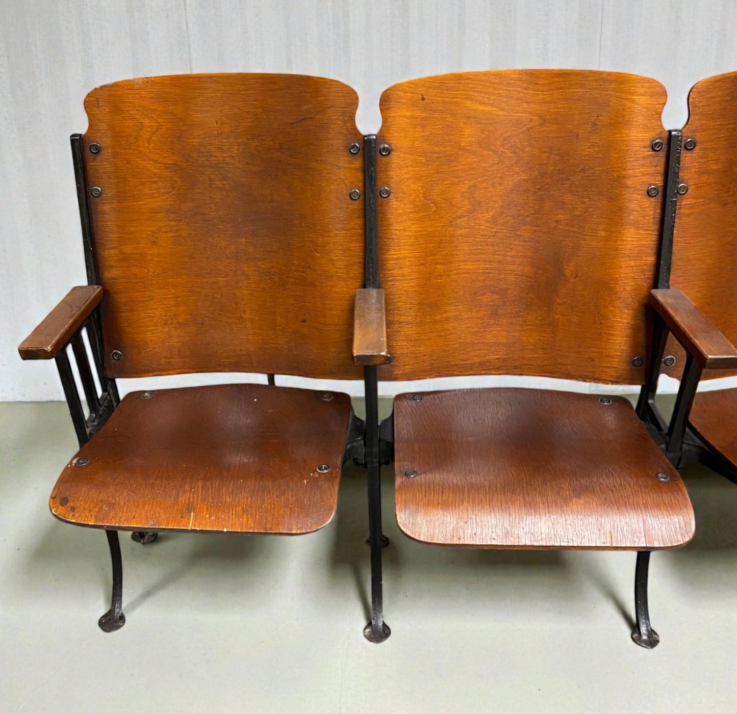 Home & Living > Furniture - 5 Vintage Wood Folding Theater Seats, Auditorium Seats, Entryway Bench, E24 by The Old Grainer...